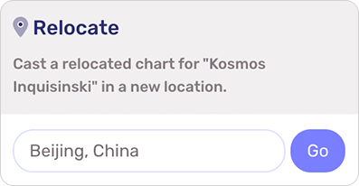 The Relocate navigator panel allows you to easily relocate a radix chart.