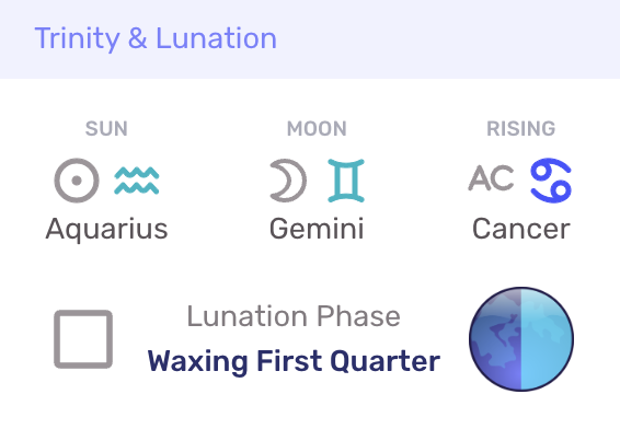 Trinity & Lunation summary example.