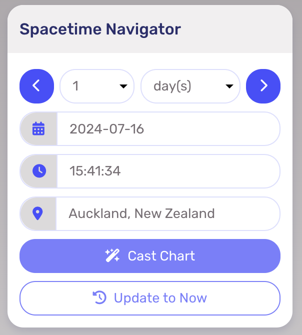Default view of the Spacetime Navigator.